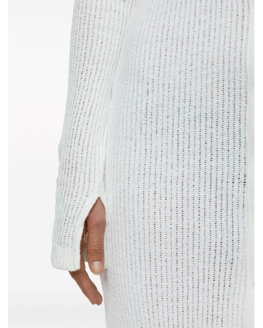 Robe-chemise longue en maille ajourée Closed en coloris White