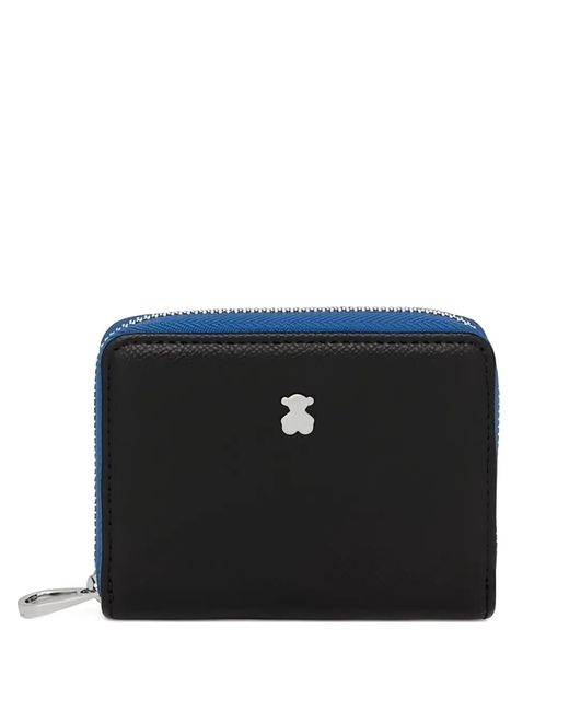Tous Black Logo-Plaque Zip Wallet