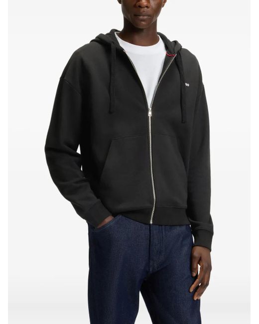 HUGO Black Zip-Up Hooded Jacket for men