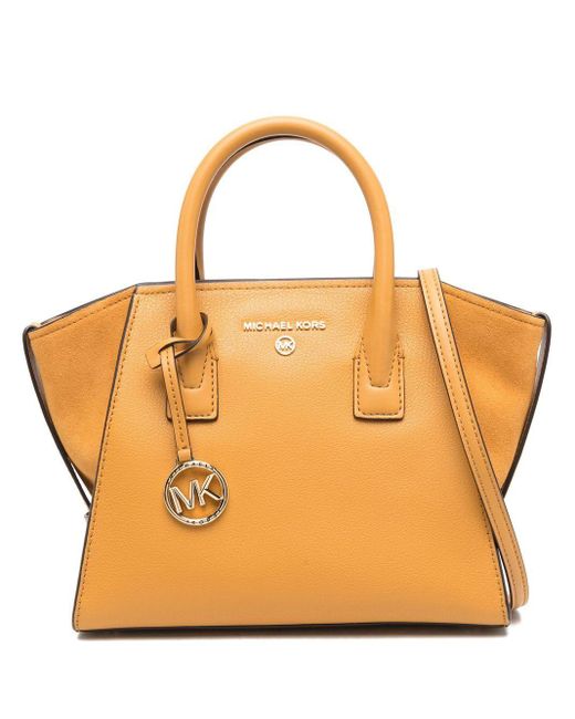 MICHAEL Michael Kors Leather Small Avril Tote Bag in Yellow (Orange) | Lyst