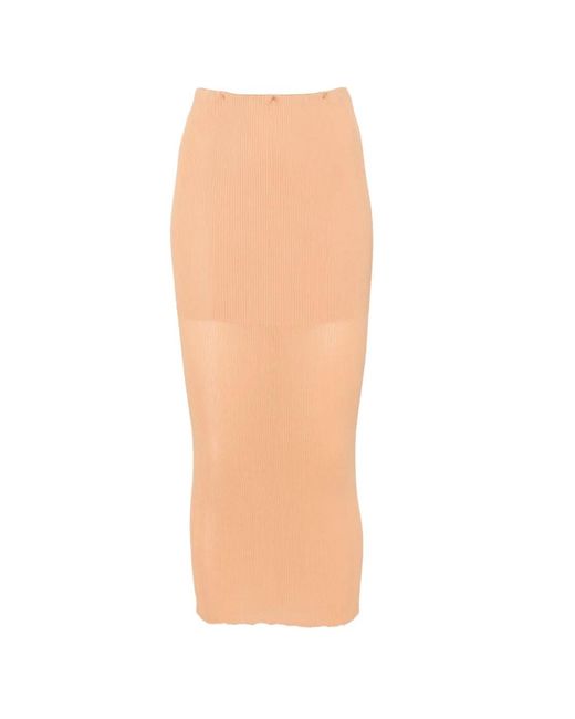 Alberta Ferretti White Ribbed-Knit Midi Skirt