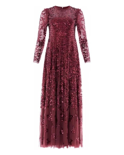 Needle & Thread Red Rosanna Sequin-Embellishment Midi Dress