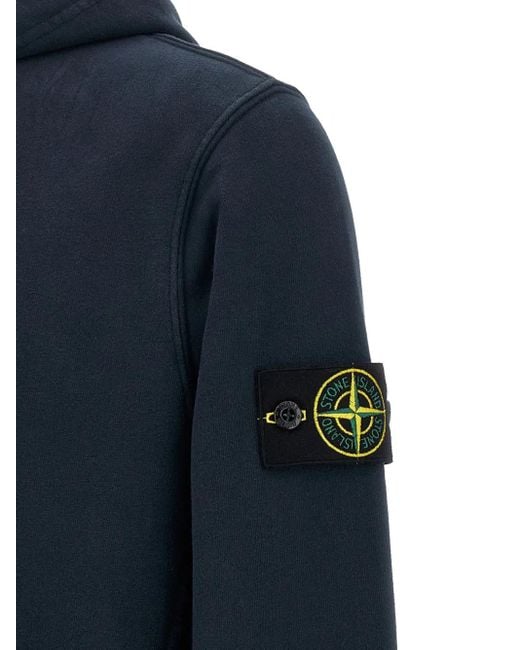 Felpa Con Logo E Cappuccio di Stone Island in Blue da Uomo
