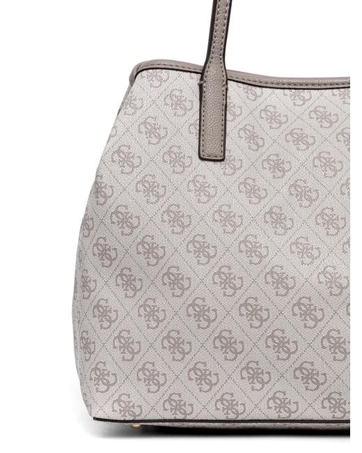 Guess Gray Victtoria Monogram-Pattern Logo-Plaque Tote Bag
