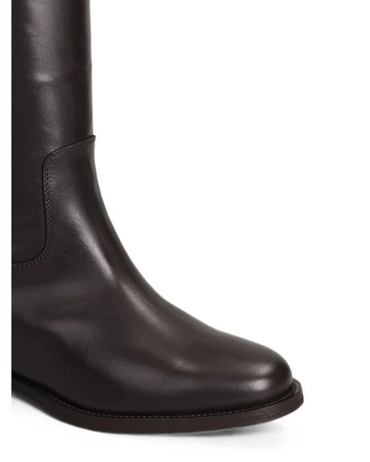 Via Roma 15 Black Buckled Leather Knee-High Boots