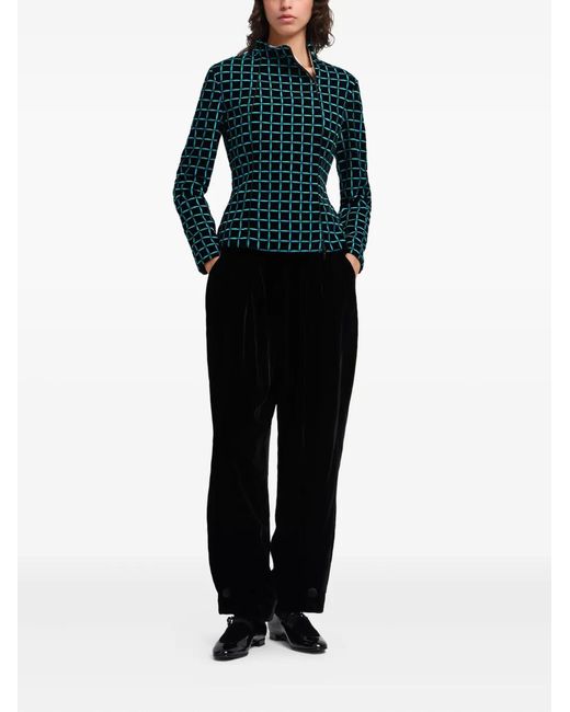 Emporio Armani Green Grid-Pattern Fitted Jacket