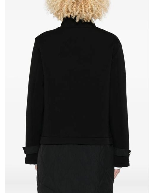 Liu Jo Black Quilted-Panel Zip-Up Scuba Jacket