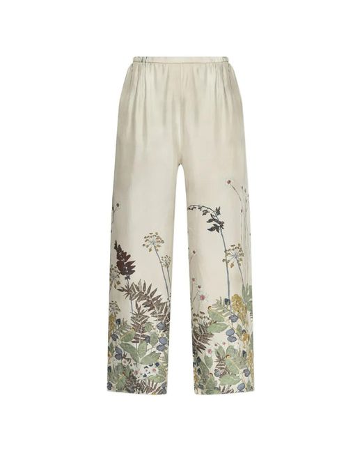 Munthe White Fabert Floral-Print Trousers