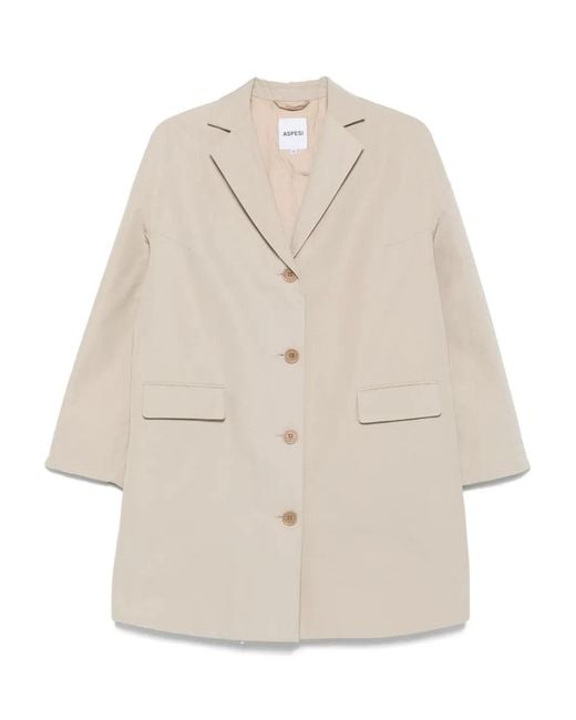 Aspesi Natural Button-Fastening Coat