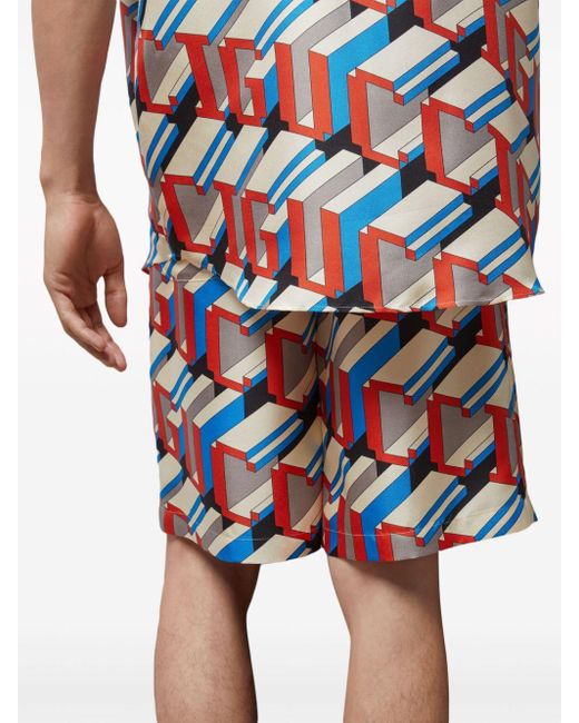 Short de Seda con Estampado Pixel Gucci de hombre de color Multicolor