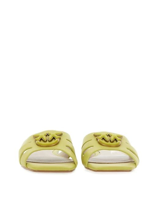 Pinko Yellow Marli 09 Leather Flat Sandals