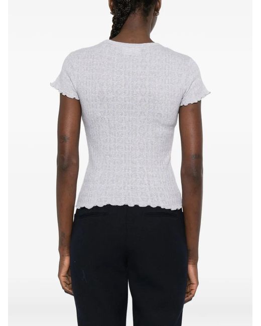 Maison Labiche White Ruffled Logo-Patch T-Shirt