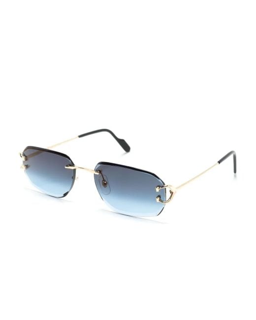 Cartier Blue 0468S Rectangle-Frame Sunglasses for men