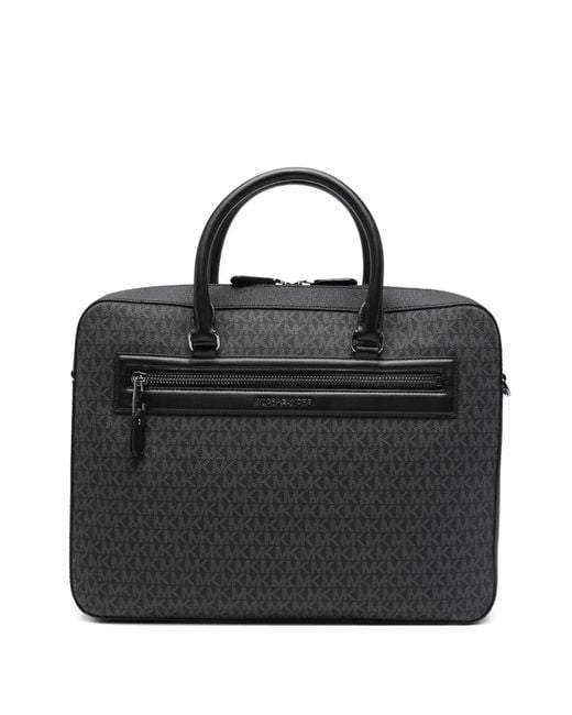Michael Kors Black Logo-Print Zip Briefcase for men