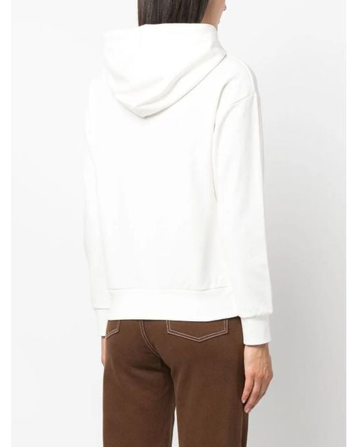 A.P.C. White Christaina Logo-Print Hoodie