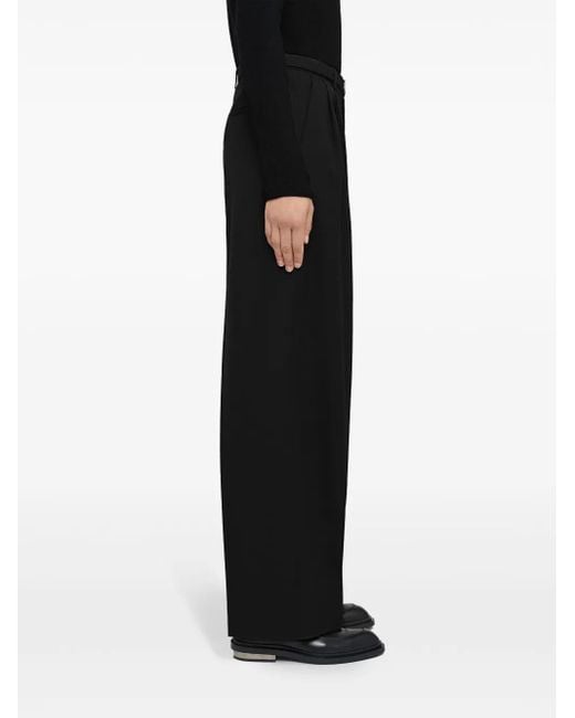 Jil Sander Black Long Relaxed Wide Leg Pleated Pant Clothing
