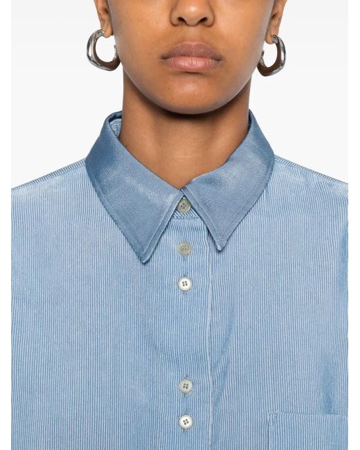 Camicia A Coste Con Taschini di Forte Forte in Blue