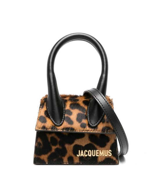 Jacquemus Black Le Chiquito Mini-Tasche mit Geparden-Print