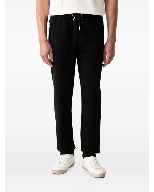 Karl Lagerfeld Black Drawstring Zipped-Pocket Track Pants for men
