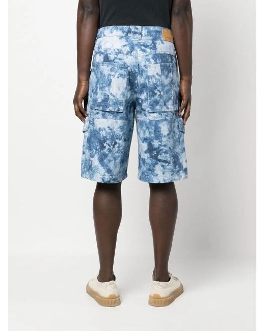 Isabel Marant Blue Bleached-Effect Cargo Shorts for men