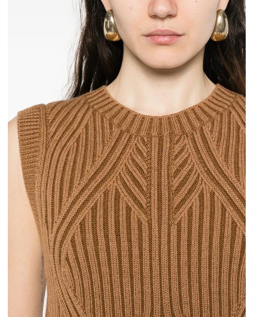 Bompard Brown Ribbed Sleeveless Vest