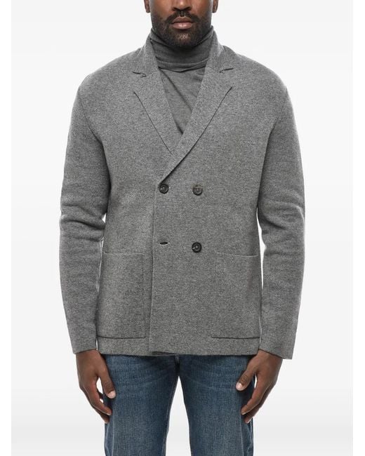 Malo Gray Knit Double-Breasted Blazer for men