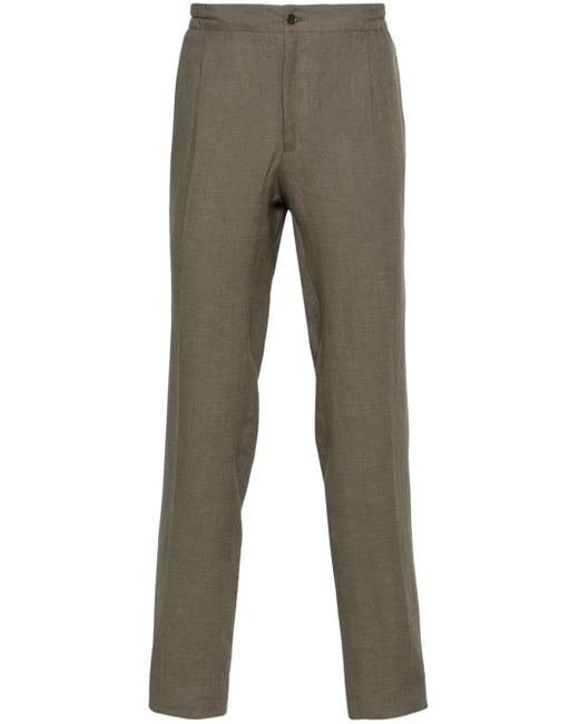 Kiton Gray Linen Tailored Trousers for men