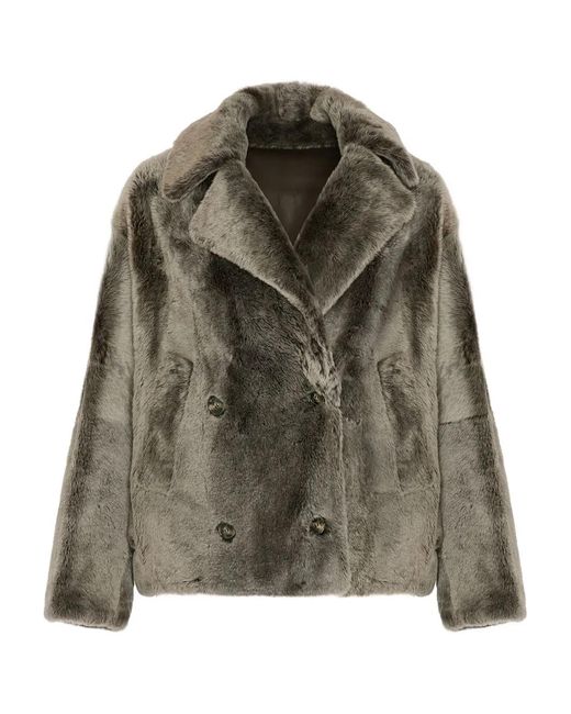 Yves Salomon Green Wool Double-Breasted Coat
