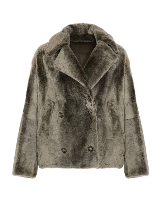 Yves Salomon Green Wool Double-Breasted Coat