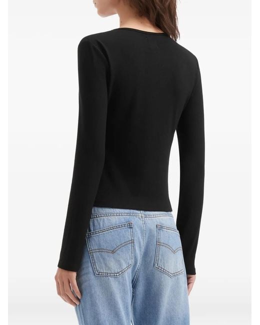 B+ AB Black Twisted Cut-Out Top