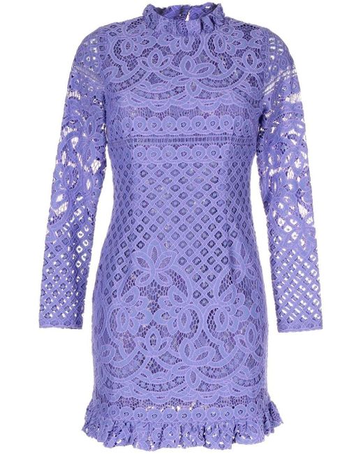 Cynthia Rowley Little Lace Mini Dress in Purple | Lyst