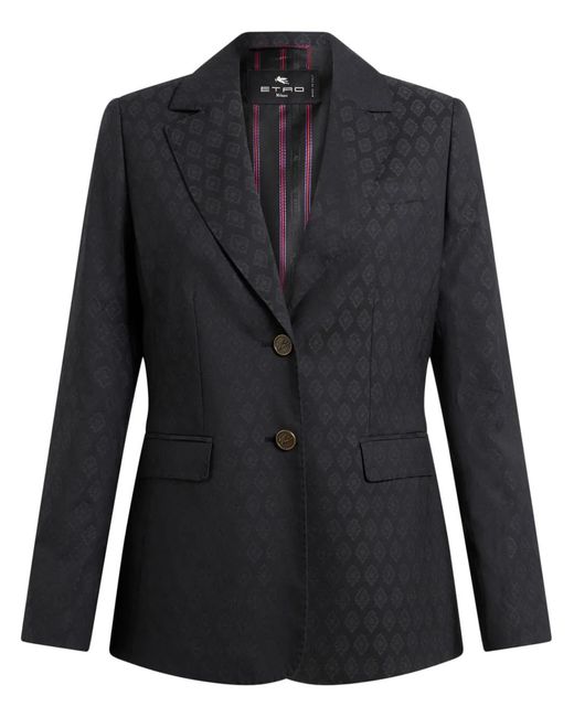 Etro Black Wool-Viscose Outerwear Jacket