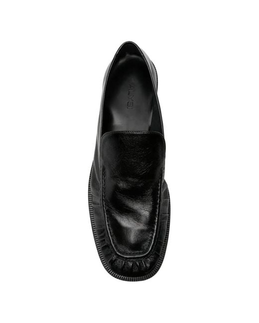 Alysi White Gathered Leather Loafers