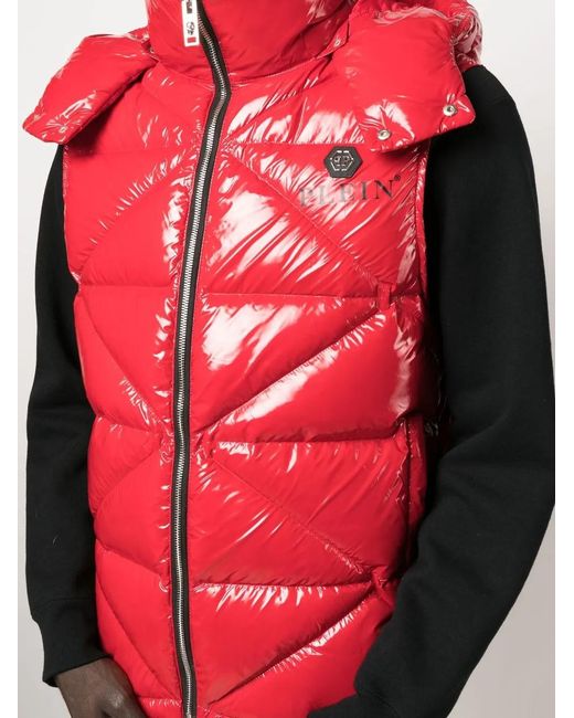 Philipp Plein Red Quilted Padded Gilet for men