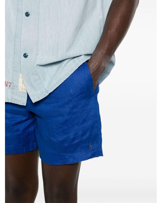 Polo Ralph Lauren Blue Polo Pony-motif Linen Shorts for men