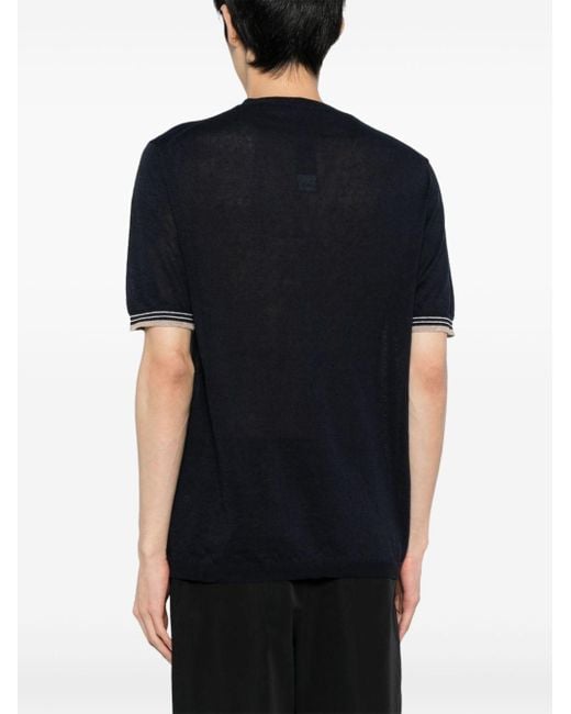 Isaia Black Serafino V-neck Polo Shirt for men