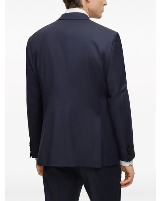 Boss Blue Single-Breasted Fitted Blazer for men