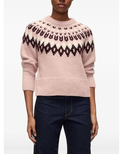 Anne fairisle puff-sleeve sweater Veronica Beard de color Orange