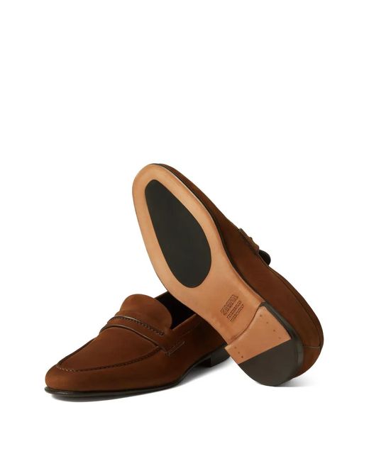 Zegna Brown Leather Loafers for men