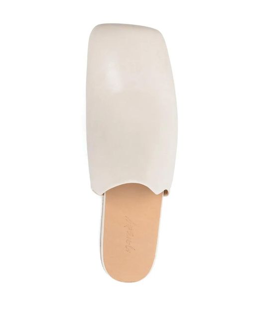 Marsèll White Spatolona Leather Mules