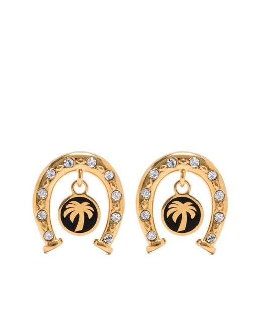 Palm Angels Metallic Horseshoe Crystal-embellished Earrings