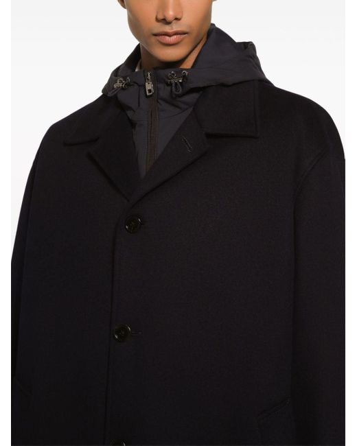 Cappotto monopetto con cappuccio di Dolce & Gabbana in Black da Uomo