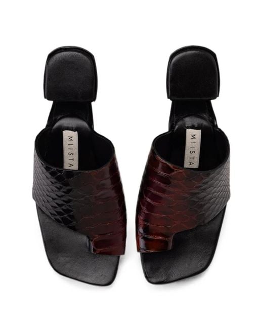 Miista Black Gaelle Snake-Effect Sandals