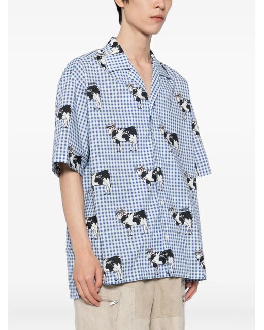 Moschino Blue Cow-Printed Shirt for men