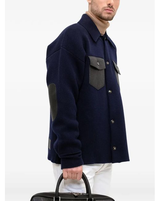PLACE OF ELMS Blue Monolink-Detail Jacket for men