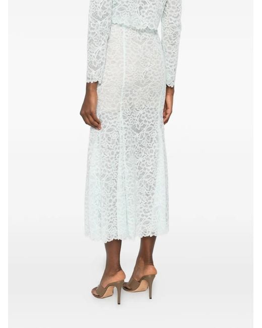 Self-Portrait White Belted Lace-Overlay Mini Skirt