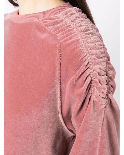 Alberta Ferretti Pink Chenille Gathered-Trim Sweatshirt