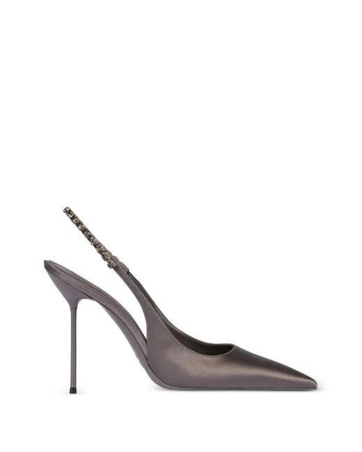 Paris Texas White Lidia Crystal-Embellished Slingback Pumps