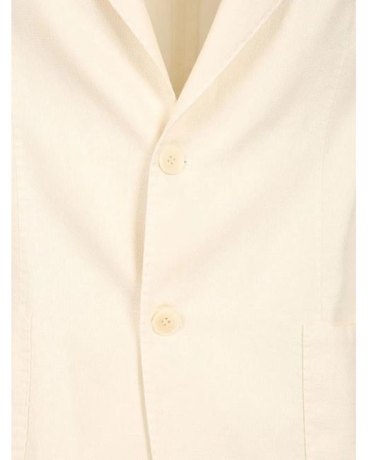 Guarinucci Natural Slub-Texture Notched-Lapels Blazer for men