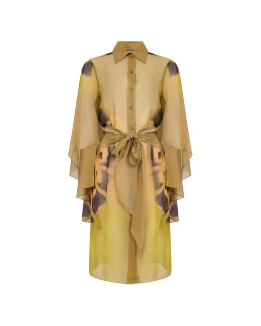 Alberta Ferretti Metallic Belted Mini Dress